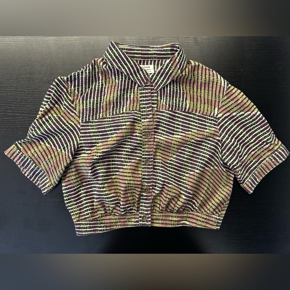 Urban Outfitters Tops - Urban Outfitters Black and Green Patterned Shirt